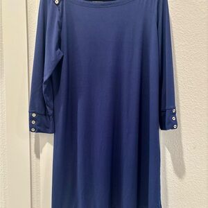 Lilly Pulitzer Navy 3/4 length Sleeve Dress with gold Button Details Size XL